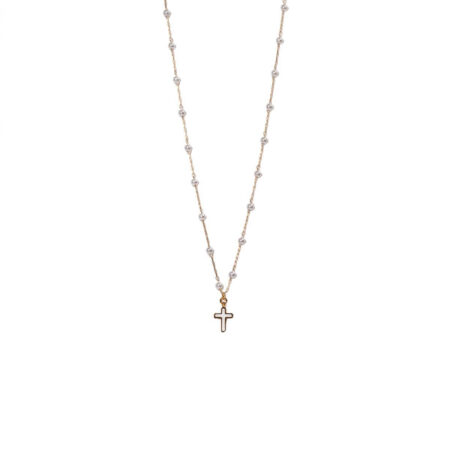 Filtisi White Cross Rosary St.Steel G